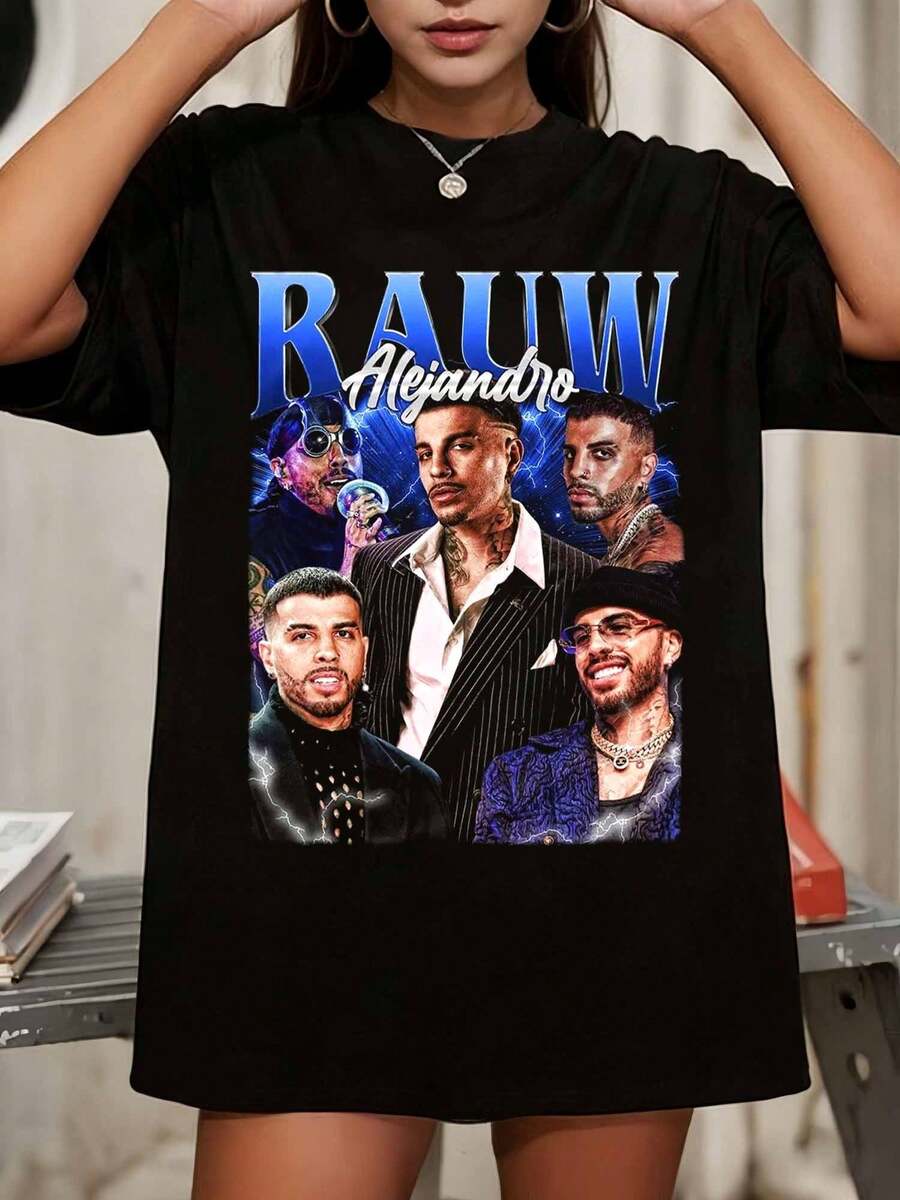 Limited Rauw Alejandro Shirt, Vintage Music Y2K T-Shirt, Music Enthusiast - Gift For Fan Graphic Tee - 黑色 - 查看 1