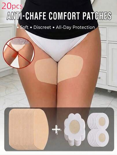 20pcs/Pack Disposable Thigh Chafing Guards, Elastic V-Shaped Thigh Wraps, Invisible Anti-Friction Leg Protectors, Breathable Non-Woven Fabric Suitable For Running, Marathon, Hiking, Swimming, Travel