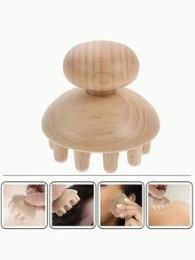 2pcs Wooden Mushroom Massager, Manual Wooden Massage Tool, Bi-Directional Control, Suitable For Muscles On Back, Thighs, Calves, Home Use Massager - Multicolor - View 3