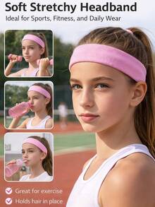 10pcs Candy Color Elastic Sports Headbands, Solid Color Sweatband Hair Accessories For Fitness Yoga, Unisex, Back To School, First Day Of School - Multicolor - View 4