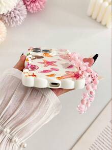 Coque de téléphone en TPU peinte anti-chute avec bordure tressée ondulée, motif minimaliste élégant d'étoile de mer et de tortue de mer, compatible avec iPhone XR/7/8, inclut un accessoire bracelet perlé, convient pour iPhone 15 Pro Max, 13, 14, 11, P12, X, 12/14, coque souple anti-chute en TPU peinte - Multicolore - Voir 3