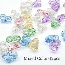 Hạt cườm hình trái tim lấp lánh trong suốt bằng acrylic, hạt cườm hình trái tim chứa kim tuyến trong suốt, nguyên liệu tự làm trang sức cho vòng tay/dây buộc tóc/móc khóa. - Nhiều màu - Xem 8