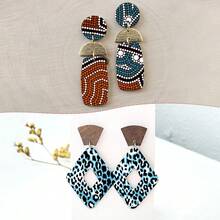 1 Sheet Of 5.82*3.93 Inch Indigenous Dotted / Leopard Print / Ink Wash / Flowing Sand Stone Pattern Transfer Paper, Suitable For DIY Artistic Jewelry Earring Making With Special Polymer Clay - Multicolor - View 7