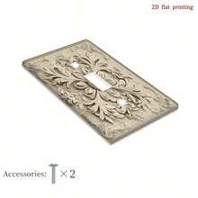 1pc 2D Floral Plaster Relief Wall Plate Cover, Artist Style, Bedroom Bathroom Switch Panel, 2D Flat Design - A - View 12