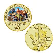 Disney Zootopia Cartoon Animal-Themed Gold-Plated Commemorative Coins, Color-Printed Embossed Metal Collectible Medals, Exquisite Hobby Souvenirs And Desktop Display Accessories, Leisure Collectibles, Suitable For Holiday Gifts, Parties And Zootopia Enthusiasts. - A - View 6