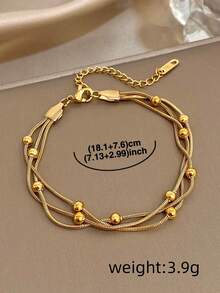 Stylish Gold Silver Color Stainless Steel Adjustable Bracelet For Women Elegant Multilayer Wrap Beaded Bracelets Party Jewelry - Multicolor - View 4