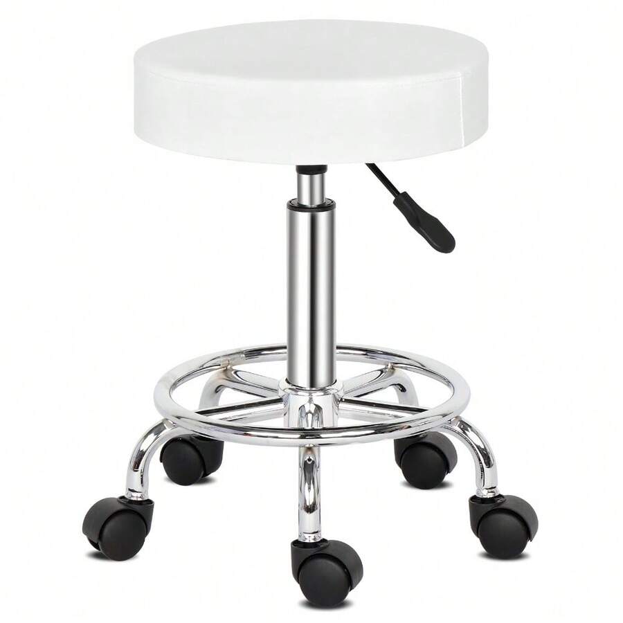 Round Stool Ha Ha Feet Rotation Bar Stool White - As Pic - View 1
