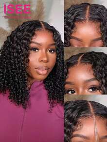 ISEE 180% Density 8-14 Inch Bouncy Curly Lace Front Wig, 16-30 Inch Regular Length, Natural Color, No Glue Needed, 7*5 Inch Lace Size, Suitable For Daily Use By Women - SNatural - View 2