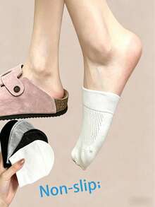 1/5 Pairs Versatile Mesh Half Palm Socks, Invisible No-Show Boat Socks, Anti-Slip Silicone Design, Thin Breathable Loafer Socks For Spring/Summer - Multicolor - View 1