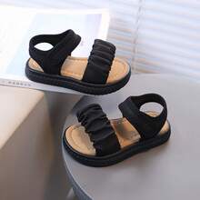 1 đôi sandal đế bệt ren kiểu La Mã thời trang mùa hè mới cho bé gái, đế mềm mại, thoải mái, kiểu dáng casual, thích hợp đi biển. - màu đen - Xem 5