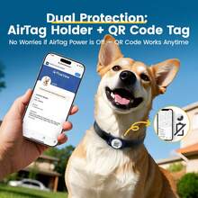 Premium Genuine Leather Waterproof & Stain-Resistant Dog Collar - Features Built-In Slide-In AirTag Slot, Soft Lining, And Laser-Engraved QR Code ID - Suitable For Medium To Large Dogs (Adjustable) - Multicolor - View 9