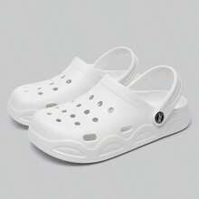 New Summer Unisex Hollow Sandals, Non-Slip Thick Sole Closed-Toe Beach Slippers, Comfortable Outdoor Slides, Suitable For Men And Women - White - View 3