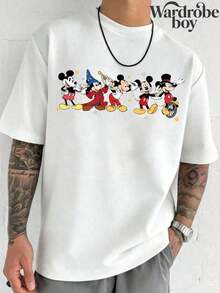 Disney Printed T-Shirt,Men's Vintage Disney Sorcerer Mickey And Little Imagination T-Shirt, Vintage Walt Disney World T-Shirt, Disney Fantasia T-Shirt, Magic Kingdom T-Shirt, Unisex,High-Quality Pure Cotton T-Shirt,Suitable For All Seasons, Comfortable And Breathable| Exquisite Design | The Best Choice For Giving Gifts - trắng - Xem 3