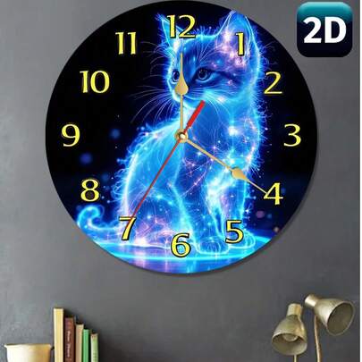 1 pieza Reloj de pared de madera con gato luminoso de 10 pulgadas/12 pulgadas, encantador y silencioso | Números romanos audaces, perfecto para el dormitorio y la decoración para amantes de los gatos | Regalo perfecto para amantes de los gatos, funciona con pilas (AA), reloj de pared decorativo, decoración caprichosa, obra de arte de gato luminoso, regalo para amantes de los gatos