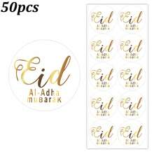 50 cái/100 cái Nhãn dán chúc mừng Eid Al-Ahmad, nhãn tròn dùng để đóng gói quà tặng ngày lễ, dán phong bì và trang trí tiệc Eid. - nhiều màu - Xem 13