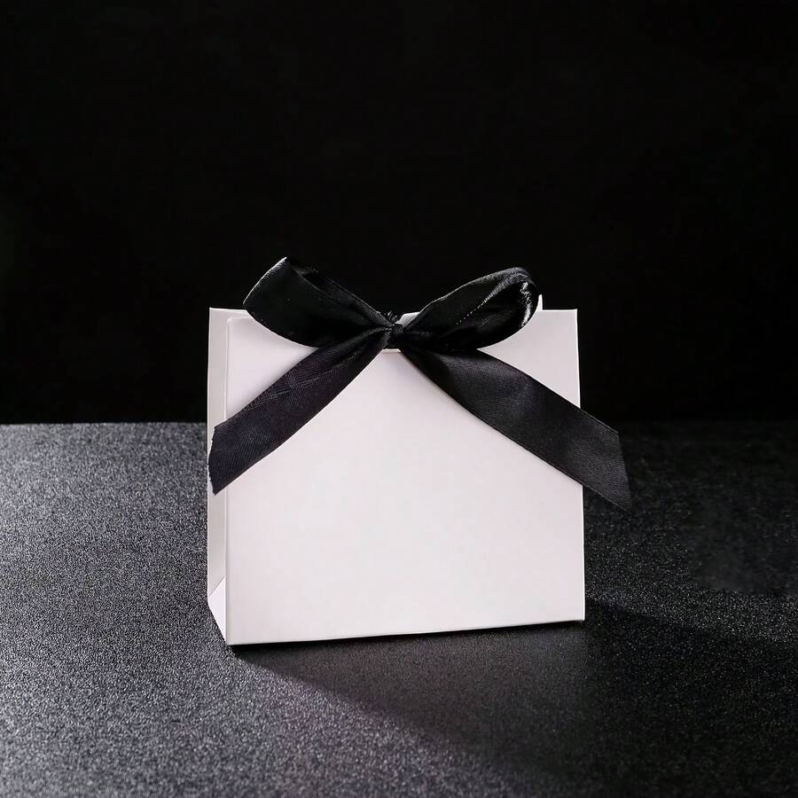 1 Set Mini Bolsa de Regalo - Caja de Regalo de Boda en Blanco - Empaque para Fiesta de Cumpleaños con Cinta - Poliéster - Papel - Caja de Regalo de Boda - Detalle Decorativo de Borla - Caja de Regalo Duradera - Caja de Regalo - Navidad - Varios estilos - Ver 1