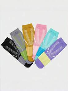 2 Pairs Random Gradient Compression Sports Socks, Breathable Mesh Running Cycling Leg Slimming Elastic Calf Socks - Multicolor - View 5