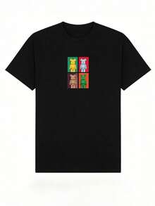 Camiseta de manga corta con cuello redondo suave y casual de verano para mujer, tops para salir, vintage, Gen Z, tops, curvas, ropa Y2K, algodón, Italia, Grecia, tops de mujer, tops bonitos, camisetas gráficas, conjuntos de primavera, estilo callejero americano, casual deportivo, estilo unisex, estilo casual urbano, casual, jersey, camisetas holgadas, ropa de calle retro, estilo de los 90, estilo de los 2000, subcultura, estilo europeo, tops negros, tops blancos, conjuntos de fiesta de los 90. Negro - Negro - Ver 5
