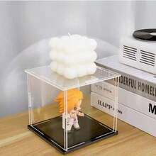 Caja de exhibición de acrílico transparente, disponible en 50 tamaños, ensamblaje DIY, adecuada para exhibir y proteger del polvo modelos, bloques de construcción, artesanías y recuerdos - Placa base de PVC negro de 5 mm. - Ver 6