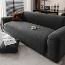 1 chiếc bọc ghế sofa bằng vải lông cừu mềm mại, màu trơn tối giản, chống trượt và bền, chống trầy xước, có nhiều màu sắc để lựa chọn, có thể giặt máy, không phai màu, phù hợp cho mọi mùa, có thể tái sử dụng, thân thiện với thú cưng, phù hợp với ghế sofa 1 chỗ, 2 chỗ, 3 chỗ, 4 chỗ, 5 chỗ. - Màu xám đen - Xem 5