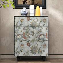 1 Roll Gray-Blue Floral Bohemian Style Wallpaper, Exquisite Interior Decoration Film, Suitable For Decorating Rooms, Kitchens And Cabinet Surfaces, Easy To Install And Remove, Handmade Stickers - Flowers - View 6