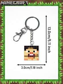 4pcs/Set Official Authorized Minecraft Metal Keychain Set - Steve, Creeper, Diamond, And Pickaxe, Creative Pixel Style Game Accessories Pendant - View 9