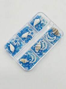 各种蓝色海洋主题美甲装饰品 - 贝壳、珍珠、亮片、星星，适合海洋主题DIY美甲 - 彩色 - 查看 9