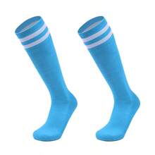 1 par de calcetines de fútbol de caña alta para niños y niñas, calcetines de fútbol cómodos y transpirables, calcetines deportivos que absorben el sudor, calcetines de fútbol gruesos, adecuados para correr, fútbol, baloncesto, rugby de adolescentes, uso profesional en entrenamiento deportivo, adecuados para todas las estaciones. - Multicolor - Ver 8