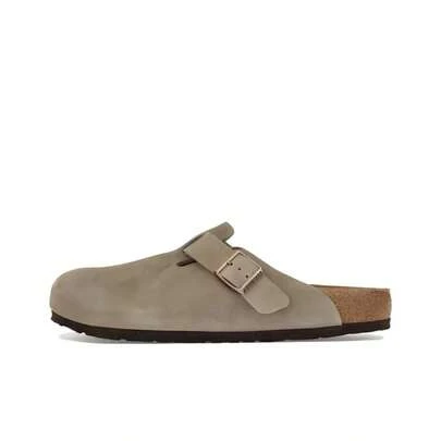 Sandale Birkenstock Boston Soft Footbed Slip-On/Slip-On Muffins, maro închis, cu talpă din piele întoarsă și vârf închis, unisex.