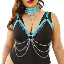 2 chiếc áo croptop bó sát kiểu Gothic dành cho nữ, kiểu dây nịt toàn thân, có thể điều chỉnh độ co giãn, hở rốn và ngực, kèm phụ kiện áo ngực. - Nhiều màu - Xem 5