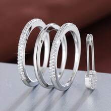 Multi-Layer Ring + Brooch Design With Sparkling Zirconia Stones, Choose Preferred Color To Match Daily Outfits And Party Accessories - Silver - View 21