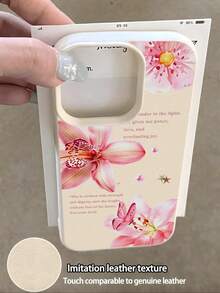 1pc Pink Lily Flower Pattern Full Coverage TPU Shockproof Phone Case Compatible With Apple 17, 16, 15, 14, 13, 12, 11 Pro Max And Series - Multicolor - View 3