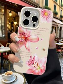 1pc Pink Lily Flower Pattern Full Coverage TPU Shockproof Phone Case Compatible With Apple 17, 16, 15, 14, 13, 12, 11 Pro Max And Series - Multicolor - View 5