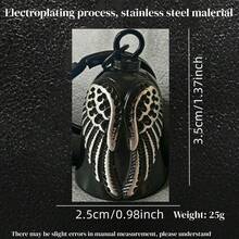 AD 天使不鏽鋼驅邪鈴，復古龐克騎行裝飾鈴，淺灰色通用 Mod 配件，適用摩托車與自行車，黑色鈴身配白色翅膀 - 黑鈴白翅 - 查看 2