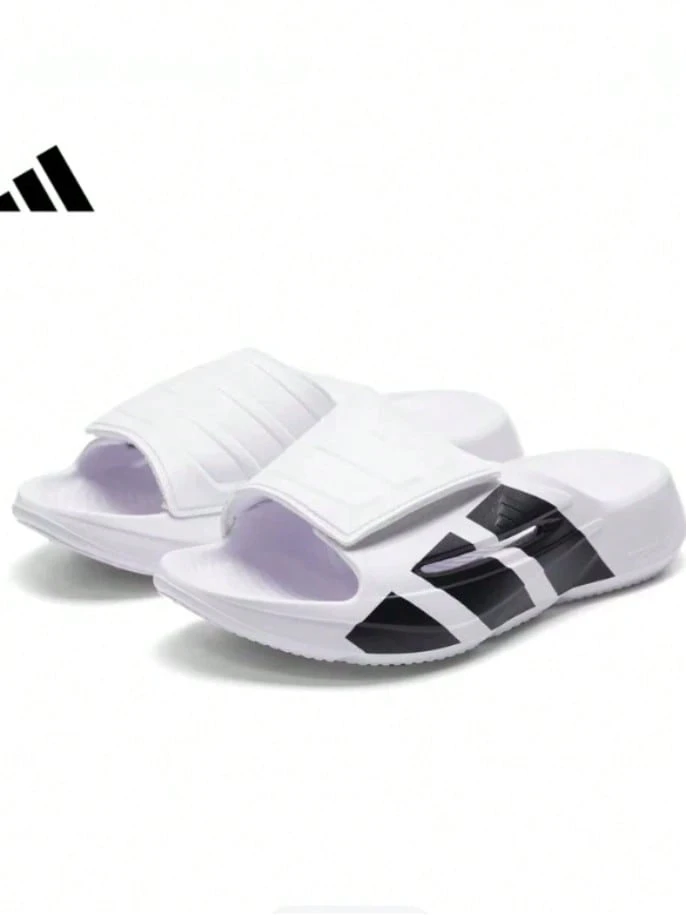 Adidas 男女鞋LIGHTBLAZE SLIDESP運動休閒拖鞋 - 白色/黑色 - 查看 1