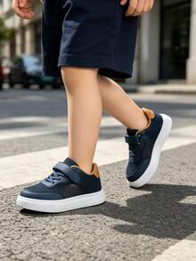 Boys/Girls Blue Mesh Splice Casual Shoes, Hook And Loop Easy On/Off Flat Sports Sneakers, Suitable For School, Daily Casual, Summer Outdoor, Versatile Skateboard/Running Shoes - Blue - View 3