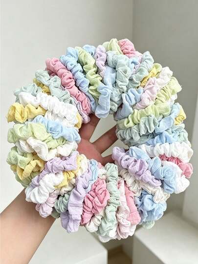 5/20/40pcs Macaroon Color Chiffon Scrunchies, High Elasticity No Hair Damage Ponytail Holders, Gentle Girl Back To School Season Youthful Hair Ties, Fresh Beach Hair Accessories, Can Be Used As Bracelet, Candy Color Cute Elastic Bands