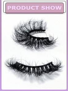 Asiteo 4 Pairs Natural Long 3D Faux Mink Lashes, Thick Handmade Reusable Eyelashes - Black - View 6