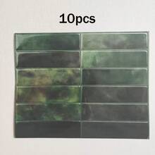 1/12/30 piezas Azulejos autoadhesivos con patrón de ladrillo verde, papel tapiz impermeable, adecuado para sala de estar, cocina, baño, estilo zellige - Verde - Ver 15