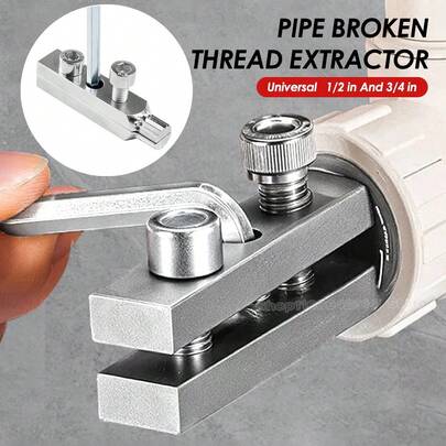 Bộ dụng cụ tháo vít và bu lông bị gãy đa năng - Dụng cụ sửa chữa ren 1/2" & 3/4" với tay cầm lò xo, dùng cho sửa chữa đường ống nước gia đình và công nghiệp, thân kim loại bền chắc, dụng cụ tháo ống bị vỡ.