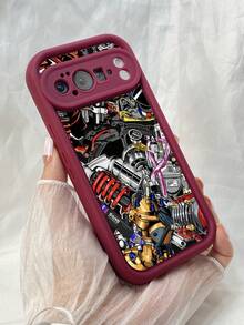NR5アニメーションモーターアート,対応するPixel 10 9 8 Pro 9A 8A ケース、対応するiPhone17 16 15 14 13 12 11 Pro Max 7 8 16 15 14 Plus 16e 17e 17 Air ケース、フルカメラ保護ソフト TPU ケース、キャンディカラーエンジェルアイラダーマットシリコン肌に優しいタッチフォンケースカバー（女性＆女の子向け） - バーガンディ - チェックする 7