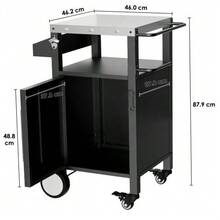 Grill Cart, Grill Table With Storage Space, Bar Cart With Wheels, Grill Cart With Hooks And Spice Rack For Grill Accessories, Black - 黑色 - 查看 3