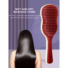 1pc Natural Smooth Hair Brush, Scalp Care Massage Brush With Anti-Slip Handle, Suitable For Curly, Straight, Dry Or Wet Hair - 多色-3 - 查看 2
