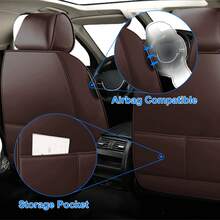 Unique Stylish Car Seat Covers For Women&Men, Waterproof & Wear Resistant Auto Seat Protectors, Easy To Clean Universal Fit Vehicle Seat Cushion Covers For Cars SUV Sedan, All Weather Protection (Brown With Beige Line) - 咖色和米色 - 查看 7