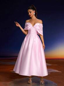 Đầm dạ hội sang trọng Anymoon với ren và sequin, họa tiết hoa 3D, thích hợp cho các buổi dạ tiệc, liên hoan, đám cưới và các dịp trang trọng khác. - Hồng - Xem 7