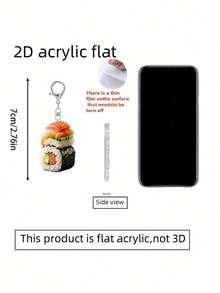 2D Realistic Sushi Acrylic Design Keychain, Wallet And Handbag Decoration, Suitable For Sushi Lovers. Durable And Lightweight, Applicable For Car Keychain, Phone Keychain, Backpack And Wallet Keychain Decoration - Can Be Used As Birthday Gift, Sushi Lover Keychain Car Key Pendant - A - View 10