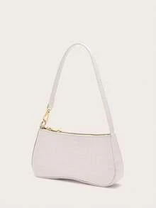 Vegan Leather Textured Glossy Effect Sling Bag Women Waterproof,Lightweight,Business Casual Embossed Bag Teen Girls Women College Students,Rookies & White-Collar Workers Office,College,Work ,Business,Commute, Animal Print Women Bag - 白色 - 查看 5