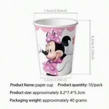Disney Bộ đồ dùng tiệc chủ đề Minnie Mouse màu hồng, bao gồm đĩa giấy tròn dày, cốc giấy và khăn giấy, bộ đồ ăn dùng một lần kiểu hoạt hình, thích hợp cho tiệc sinh nhật trẻ em và các buổi lễ kỷ niệm gia đình. - Nhiều màu - Xem 3