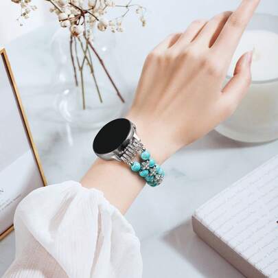 Dây đeo đồng hồ đính hạt lấp lánh tương thích với Galaxy Watch 4 40mm 44mm / Galaxy Watch 5 / Active 2 40mm 44mm / Watch 4 Classic 42mm 46mm Watch7 40mm 44mm. Dây đeo đồng hồ thay thế co giãn đính hạt thủ công dành cho nữ.