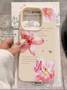 1pc Pink Lily Flower Pattern Full Coverage TPU Shockproof Phone Case Compatible With Apple 17, 16, 15, 14, 13, 12, 11 Pro Max And Series - Multicolor - View 4